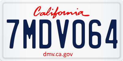 CA license plate 7MDV064