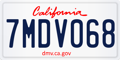 CA license plate 7MDV068