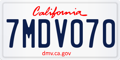 CA license plate 7MDV070