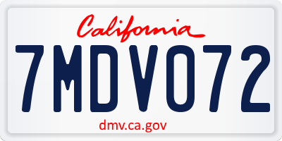 CA license plate 7MDV072