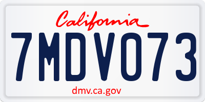 CA license plate 7MDV073