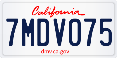 CA license plate 7MDV075