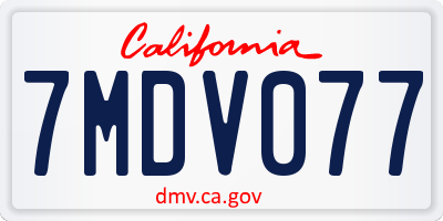CA license plate 7MDV077