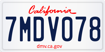 CA license plate 7MDV078