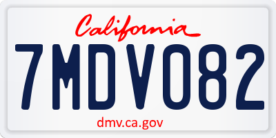 CA license plate 7MDV082