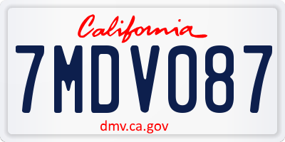 CA license plate 7MDV087