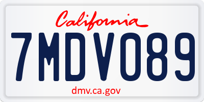 CA license plate 7MDV089
