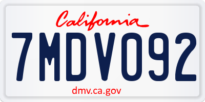 CA license plate 7MDV092