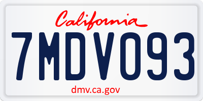 CA license plate 7MDV093