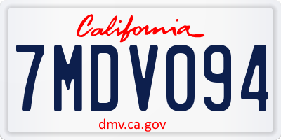 CA license plate 7MDV094