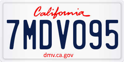 CA license plate 7MDV095