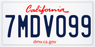CA license plate 7MDV099