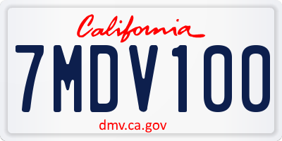 CA license plate 7MDV100