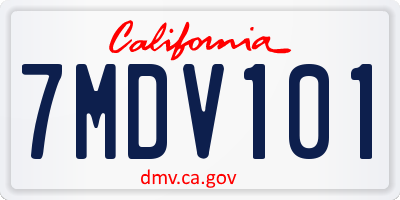 CA license plate 7MDV101