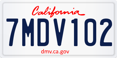 CA license plate 7MDV102