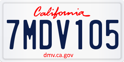 CA license plate 7MDV105