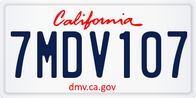 CA license plate 7MDV107