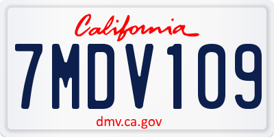 CA license plate 7MDV109