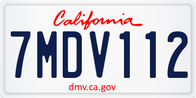 CA license plate 7MDV112