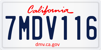 CA license plate 7MDV116