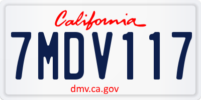 CA license plate 7MDV117