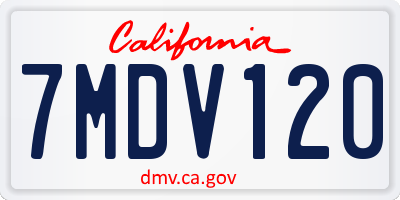 CA license plate 7MDV120