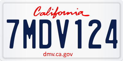 CA license plate 7MDV124