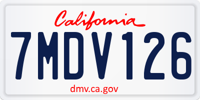 CA license plate 7MDV126