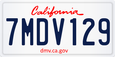 CA license plate 7MDV129