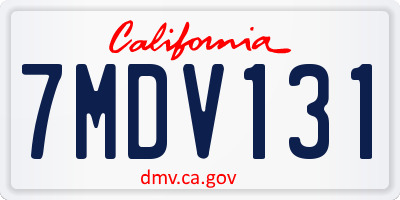 CA license plate 7MDV131