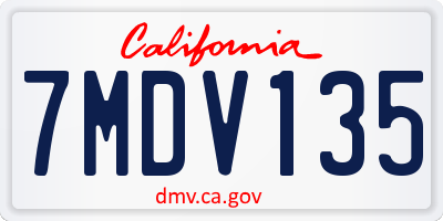 CA license plate 7MDV135