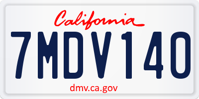 CA license plate 7MDV140