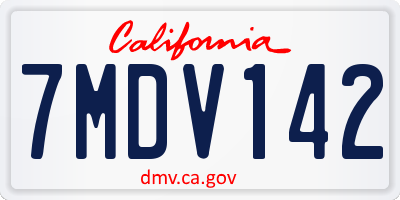 CA license plate 7MDV142