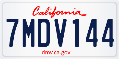 CA license plate 7MDV144