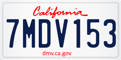 CA license plate 7MDV153