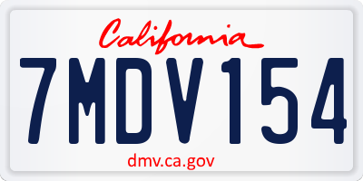 CA license plate 7MDV154