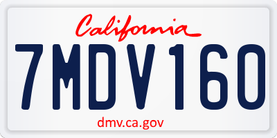 CA license plate 7MDV160