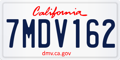 CA license plate 7MDV162