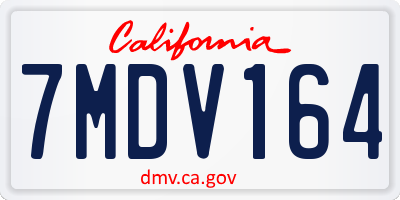 CA license plate 7MDV164