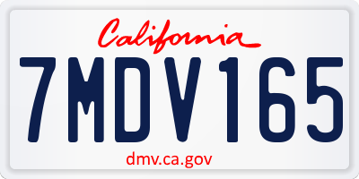 CA license plate 7MDV165