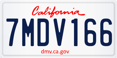 CA license plate 7MDV166