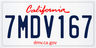 CA license plate 7MDV167
