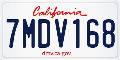 CA license plate 7MDV168