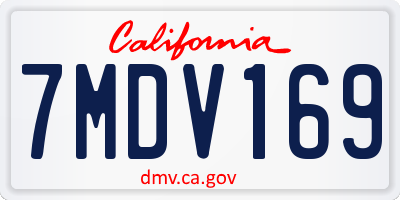 CA license plate 7MDV169