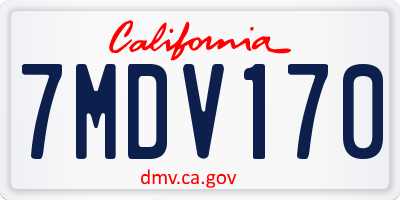 CA license plate 7MDV170