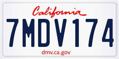 CA license plate 7MDV174