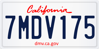 CA license plate 7MDV175