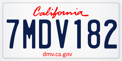 CA license plate 7MDV182