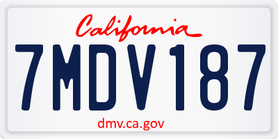 CA license plate 7MDV187