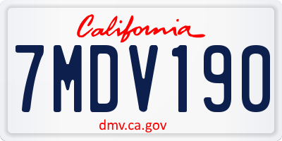 CA license plate 7MDV190